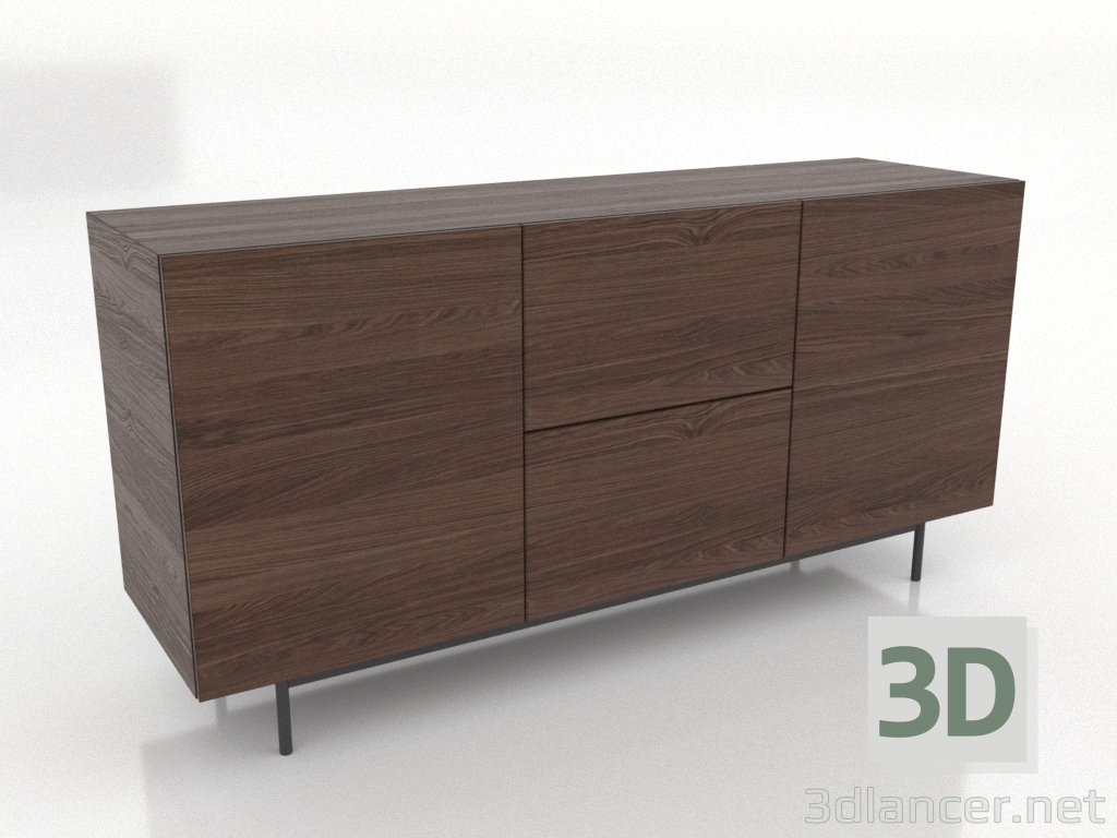 modèle 3D Commode 2 tiroirs 1600 mm (noyer foncé) - preview modèle 3D Commode 2 tiroirs 1600 mm (noyer foncé) - preview