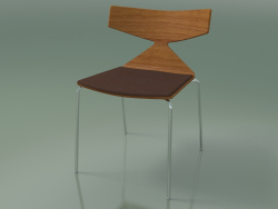 Stackable chair 3710 (4 metal legs, with cushion, Teak effect, CRO)