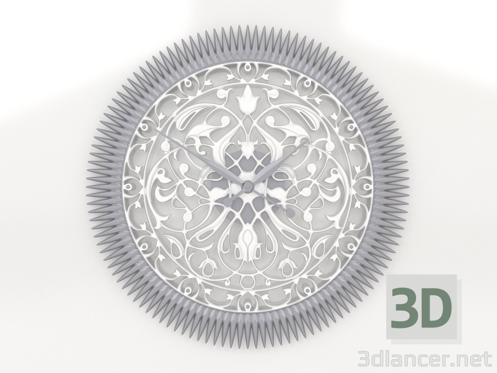 modèle 3D Horloge murale FLORES (argent) - preview