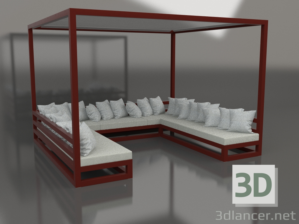 3D modeli Kanepe (Şarap kırmızısı) - önizleme