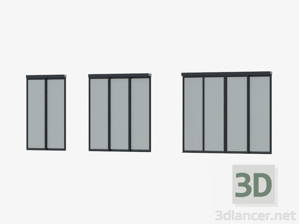 Modelo 3d Partição Interroom de A7 (vidro prateado SSS preto) - preview