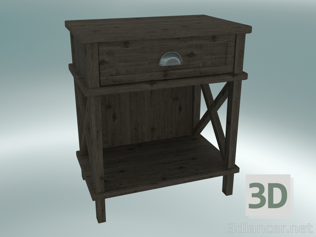 Modelo 3d Mesa-de-cabeceira Cambridge com gaveta e prateleira grande (Dark Oak) - preview