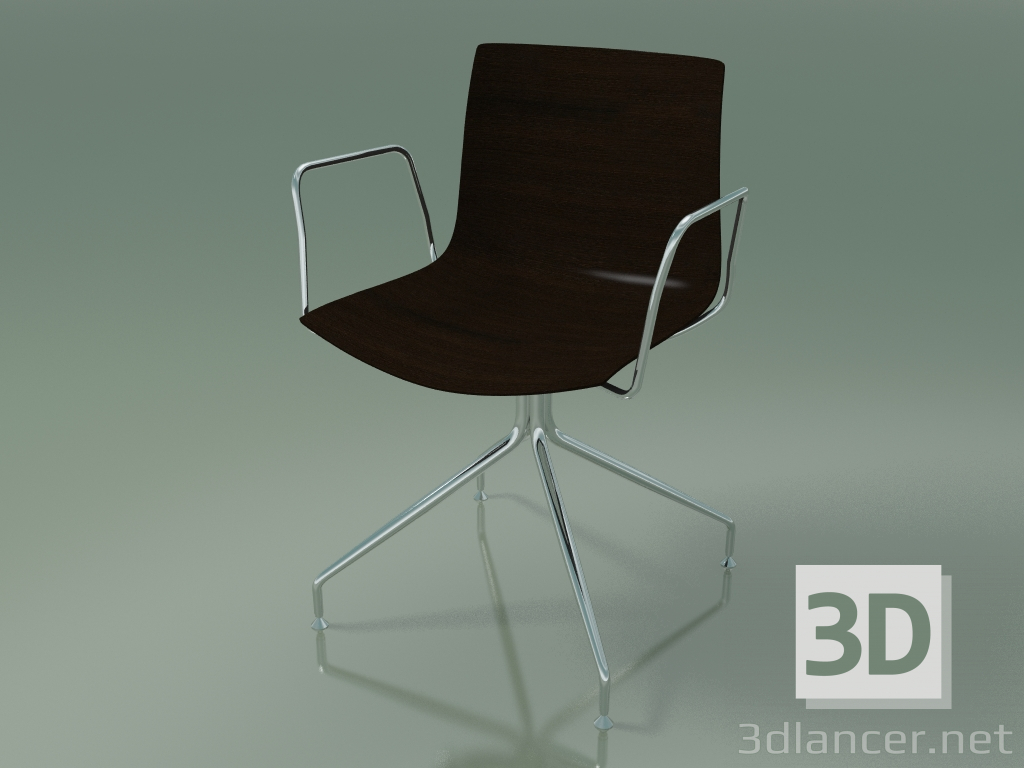 modèle 3D Chaise 0357 (pivotante, avec accoudoirs, sans rembourrage, wengé) - preview