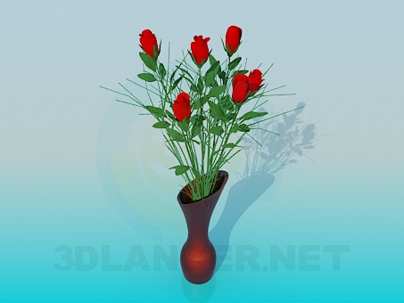 3d model Roses in a vase - preview