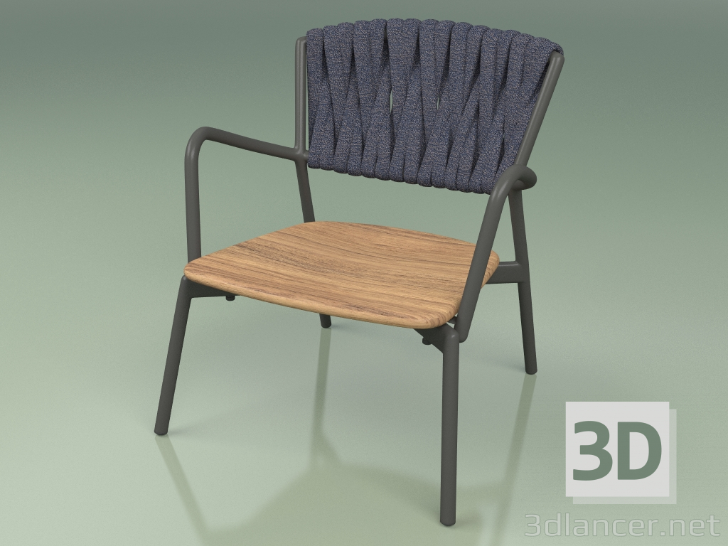 3d model Silla 227 (Ahumado metálico, cinturón acolchado gris-azul) - vista previa