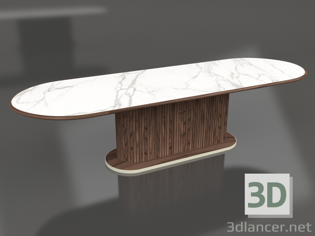 3d model Mesa de comedor Mesa completa ovalada 300 mármol - vista previa