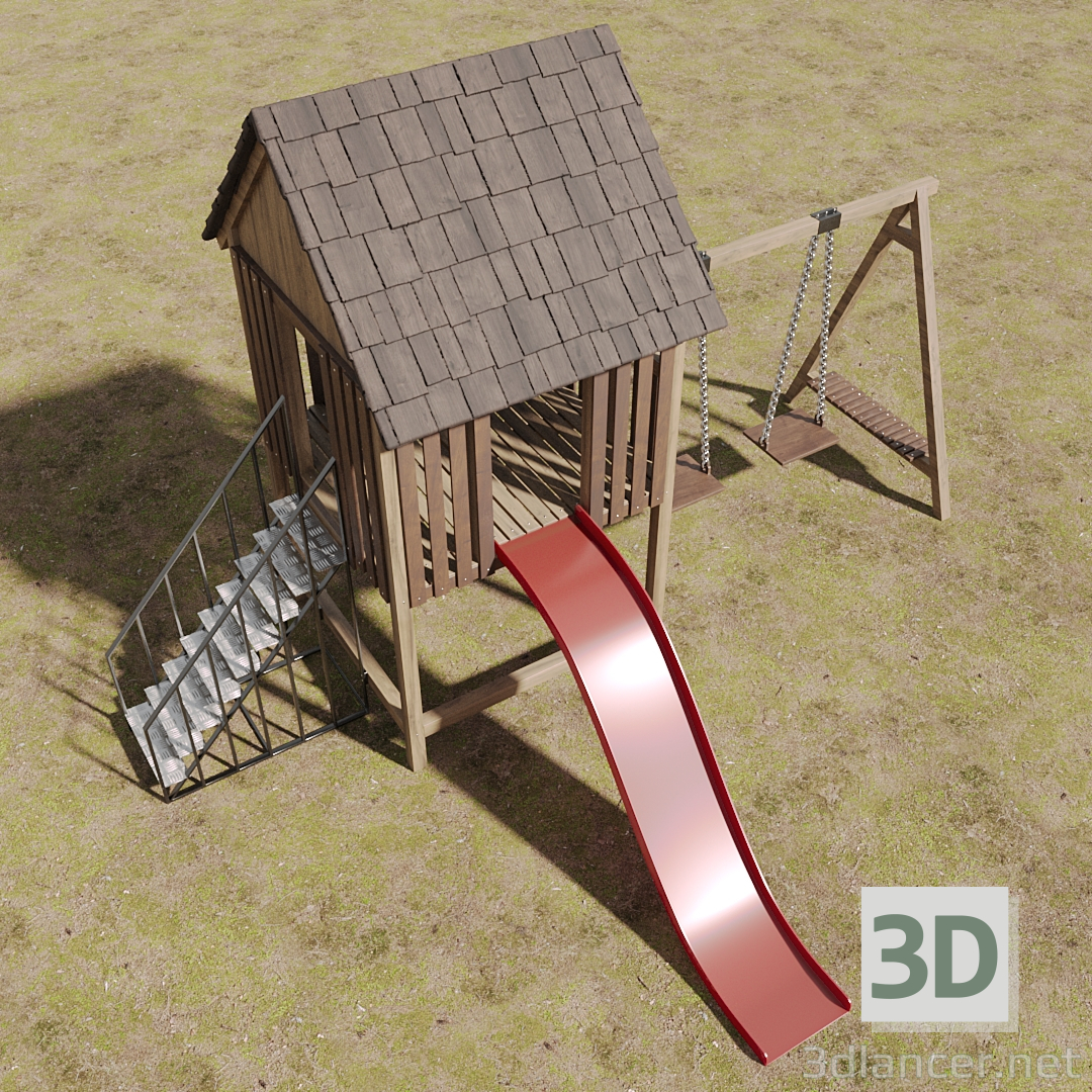 3d A swing, a slide for a children's playground model buy - render