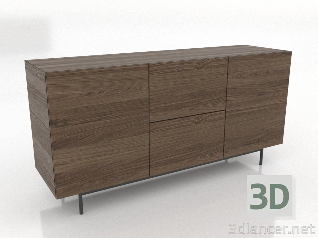 modello 3D Cassettiera 2 1600 mm (frassino alleggerito noce) - anteprima modello 3D Cassettiera 2 1600 mm (frassino alleggerito noce) - anteprima