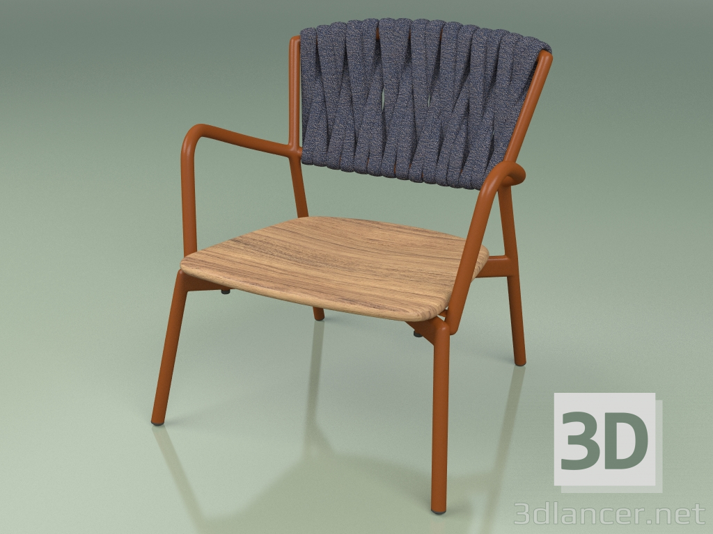 3d model Silla 227 (óxido de metal, cinturón acolchado gris-azul) - vista previa