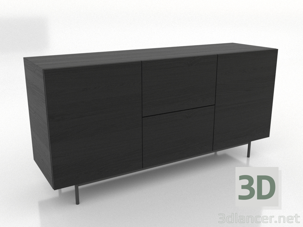 modèle 3D Commode 2 tiroirs 1600 mm (noir RAL 9005) - preview modèle 3D Commode 2 tiroirs 1600 mm (noir RAL 9005) - preview
