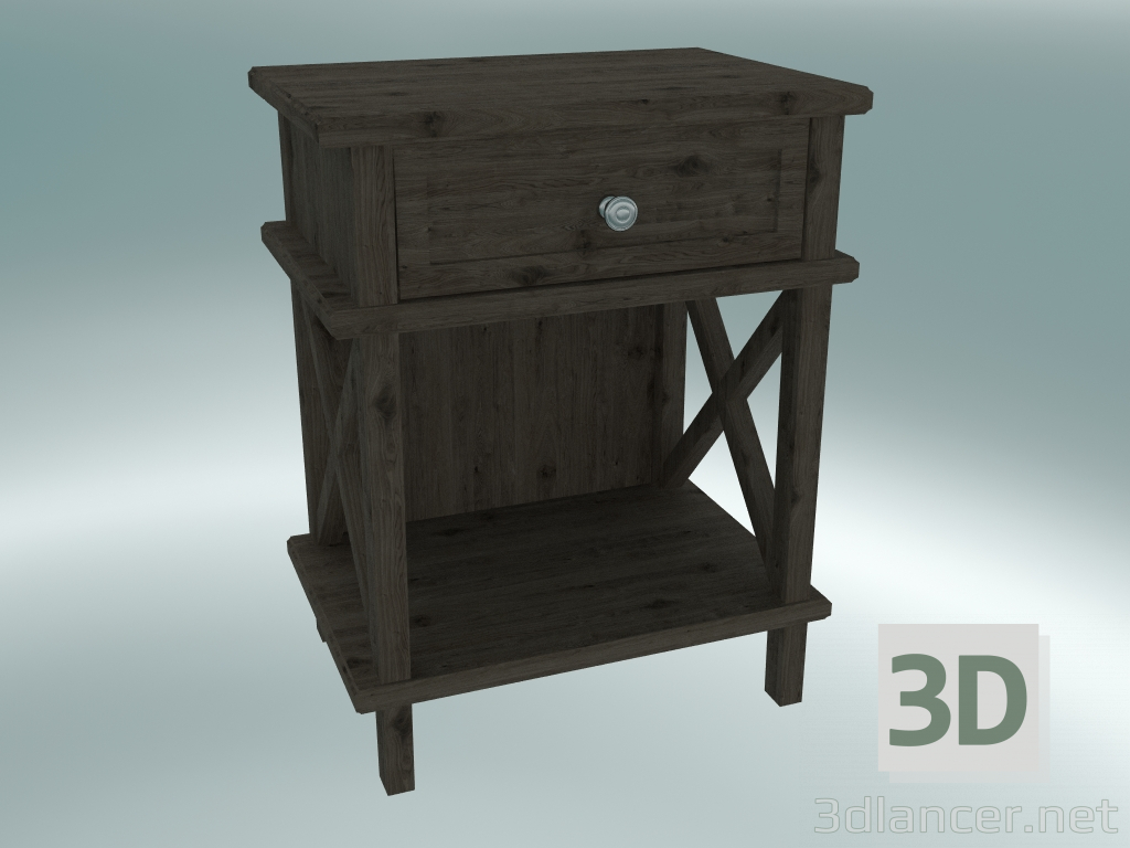 Modelo 3d Mesa-de-cabeceira Cambridge com gaveta e prateleira pequena (Dark Oak) - preview