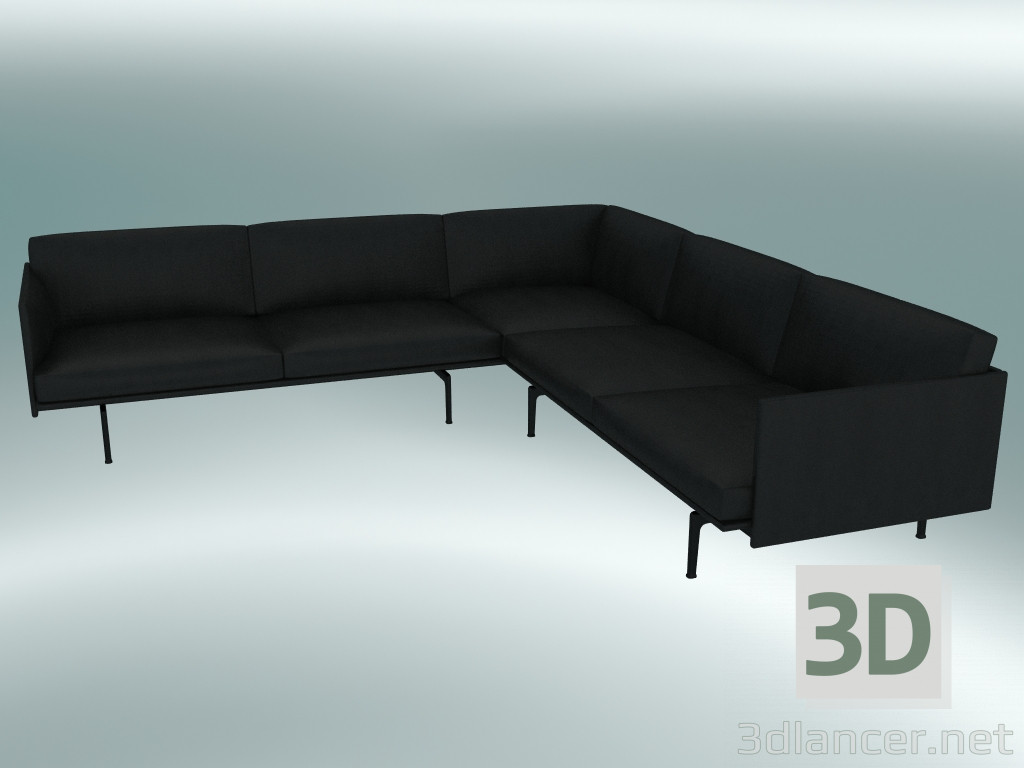 3d model Corner sofa Outline (Refine Black Leather, Black) - preview