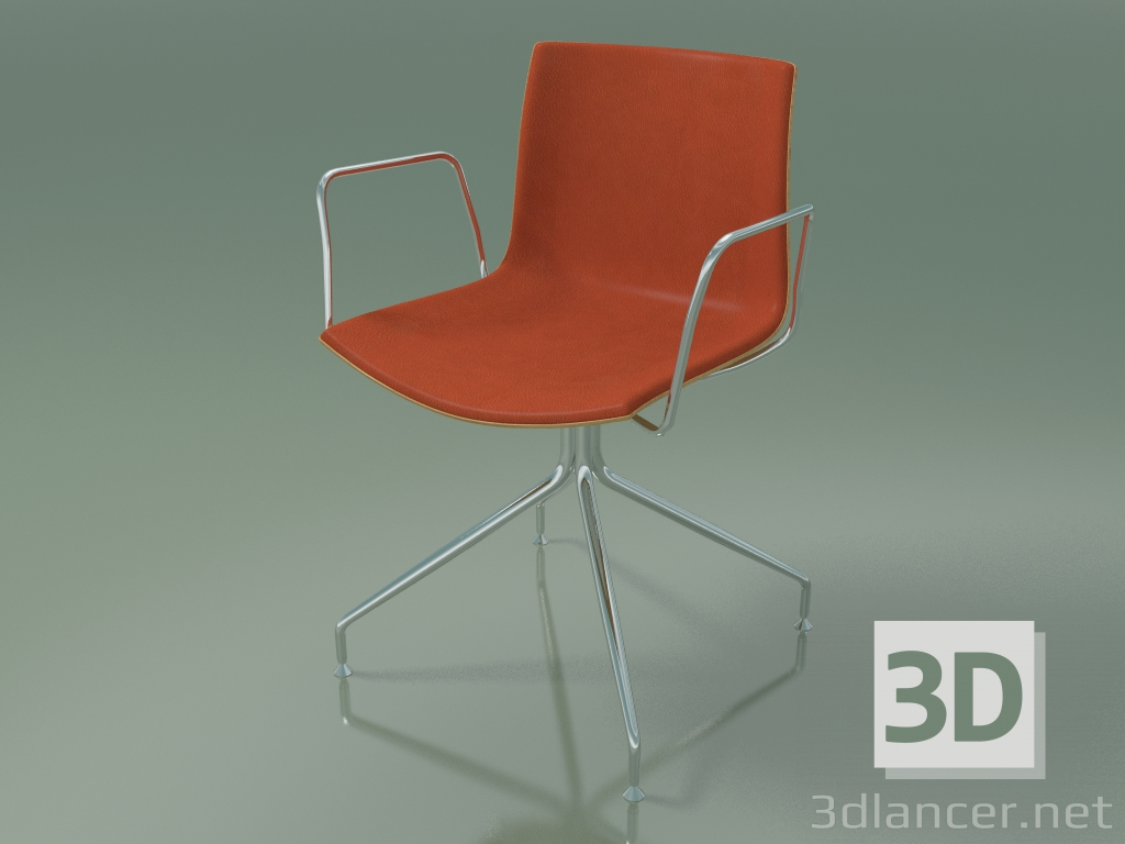 3d model Silla 0331 (giratoria, con reposabrazos, con tapizado frontal, roble natural) - vista previa