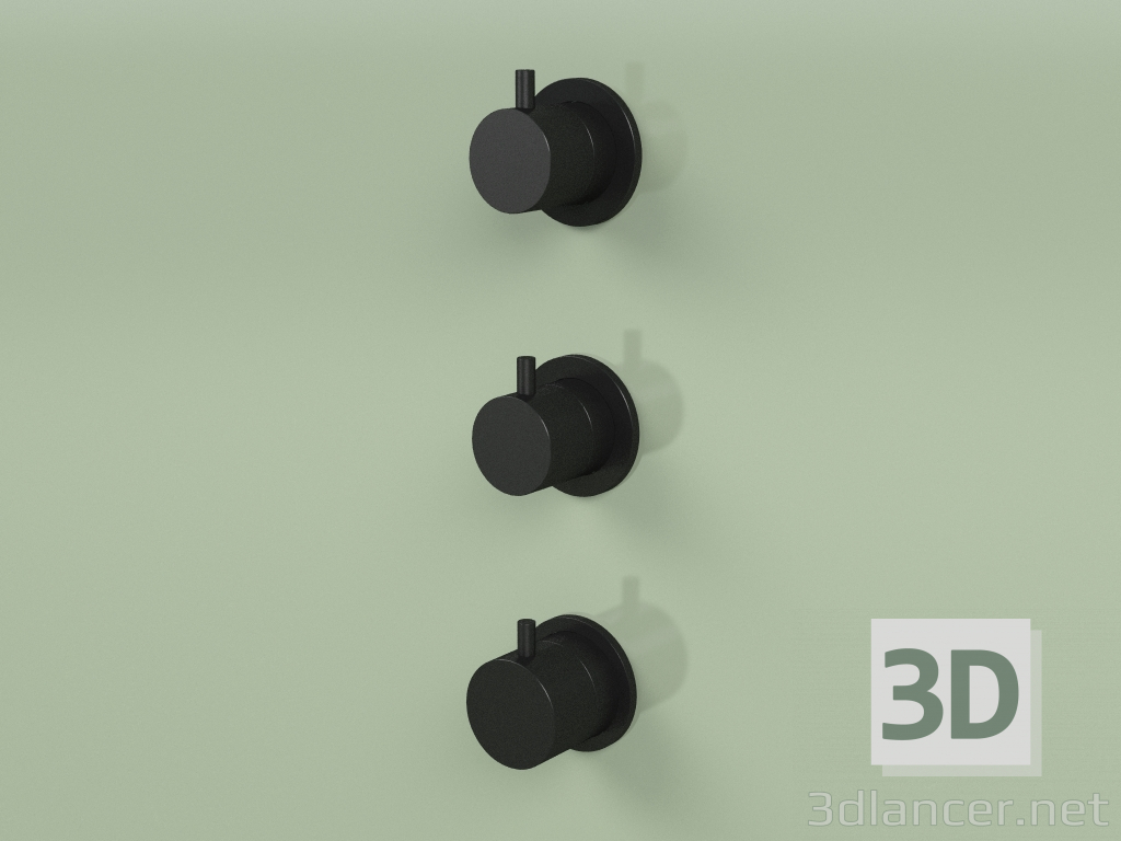 3d model Conjunto mezclador termostático con 2 llaves de paso (12 49, NO) - vista previa