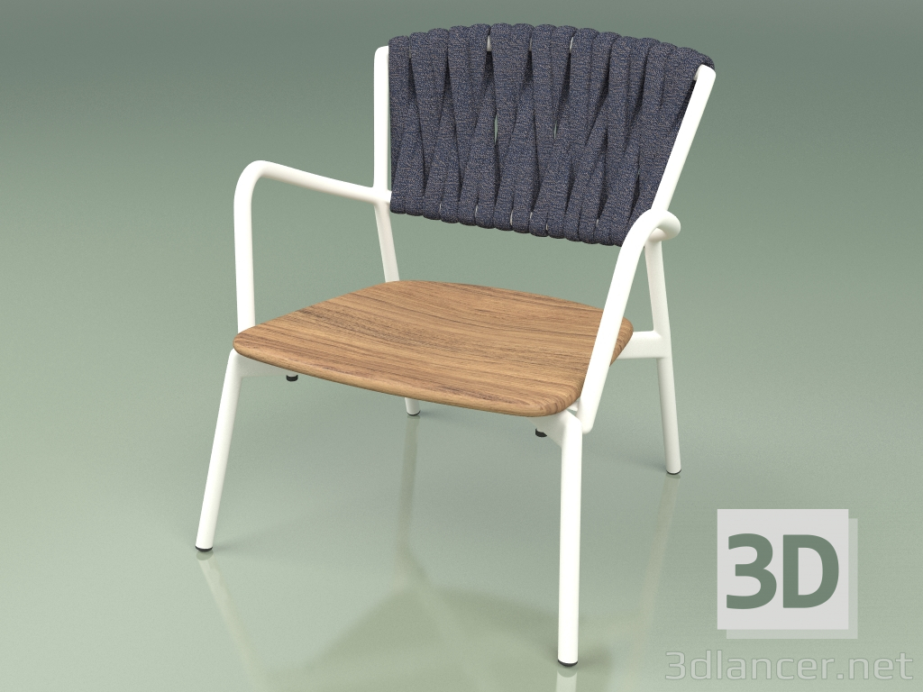 3d model Silla 227 (Metal Milk, Cinturón acolchado Gris-Azul) - vista previa