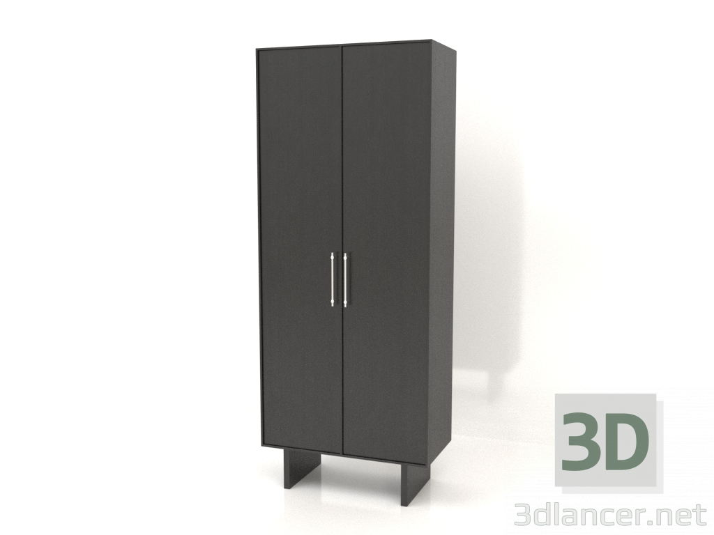 modello 3D Armadio L 02 (800x400x2000, legno nero) - anteprima