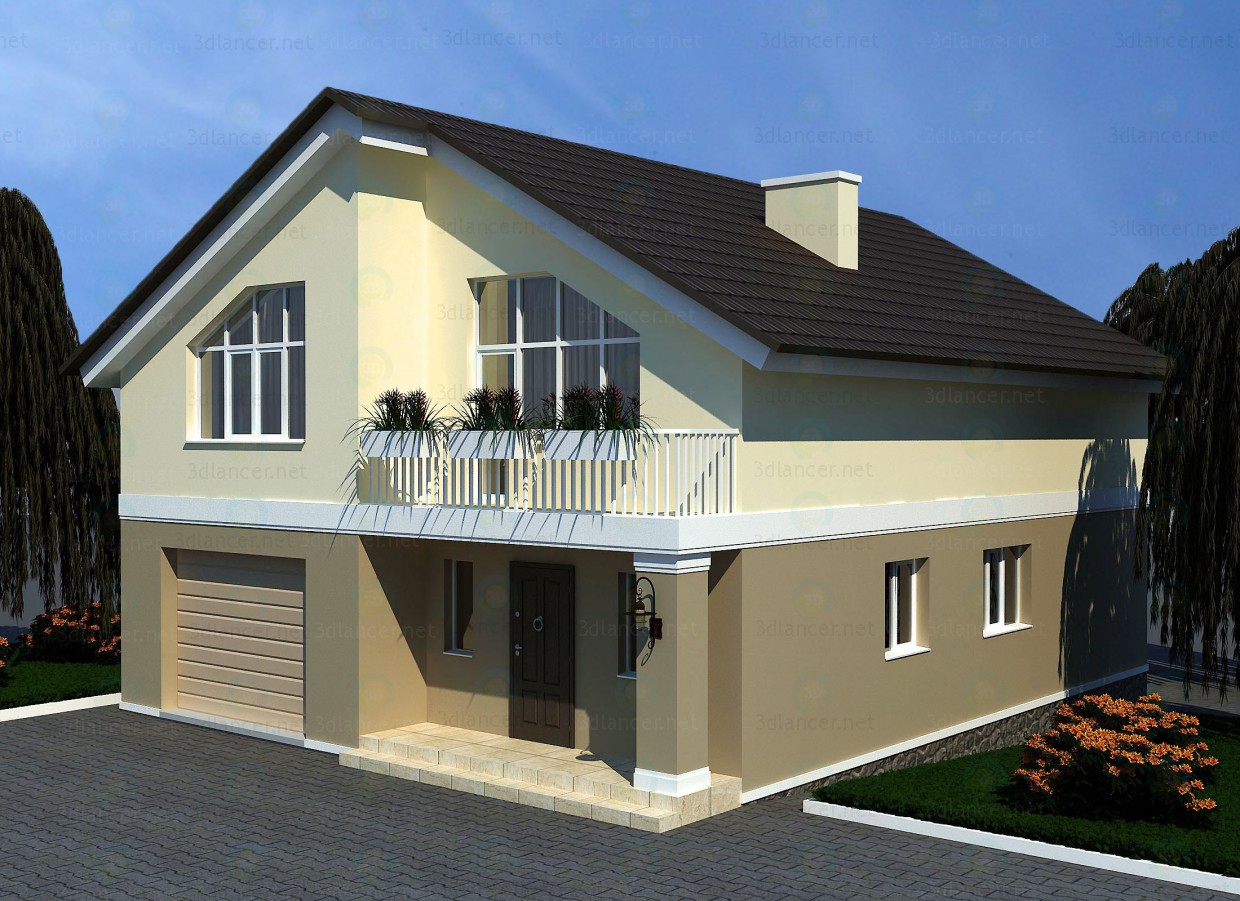 3d model Two-storey house - preview