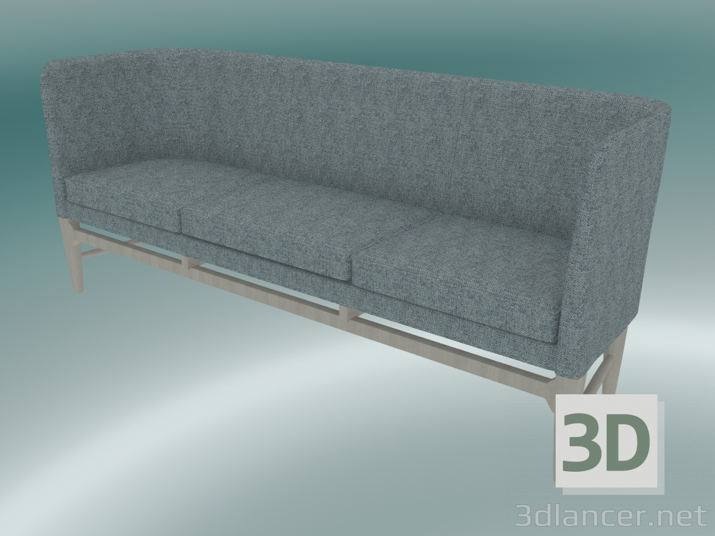 3D Modell Dreisofa Mayor (AJ5, H 82 cm, 62 x 200 cm, Eiche weiß geölt, Hallingdal - 130) - Vorschau