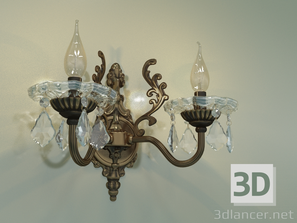 3d model Aplique 3281-2 (Strotskis de cristal transparente de bronce antiguo) - vista previa