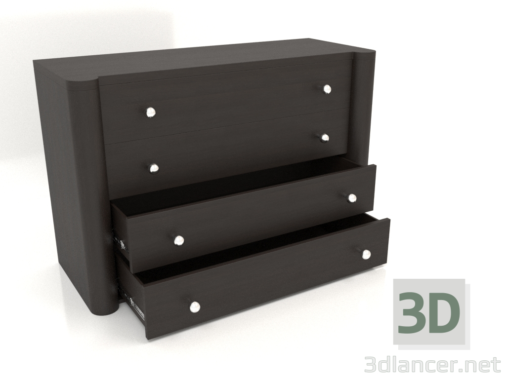 3d model Chest of drawers TM 021 (open) (1210x480x810, wood brown dark) - preview