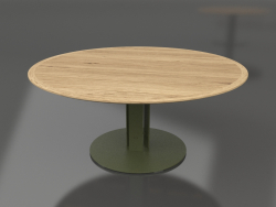 Table à manger Ø170 (Vert olive, bois Iroko)