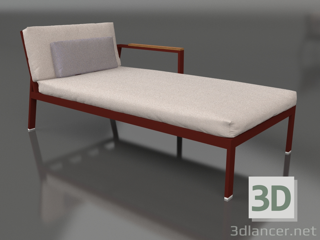 3d model Módulo sofá, sección 2 derecha (rojo vino) - vista previa