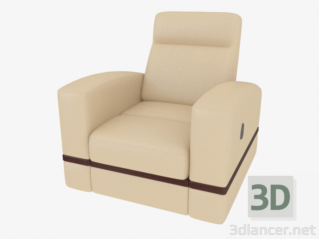 modello 3D Pelle poltrona con sottili inserti decorativi - anteprima