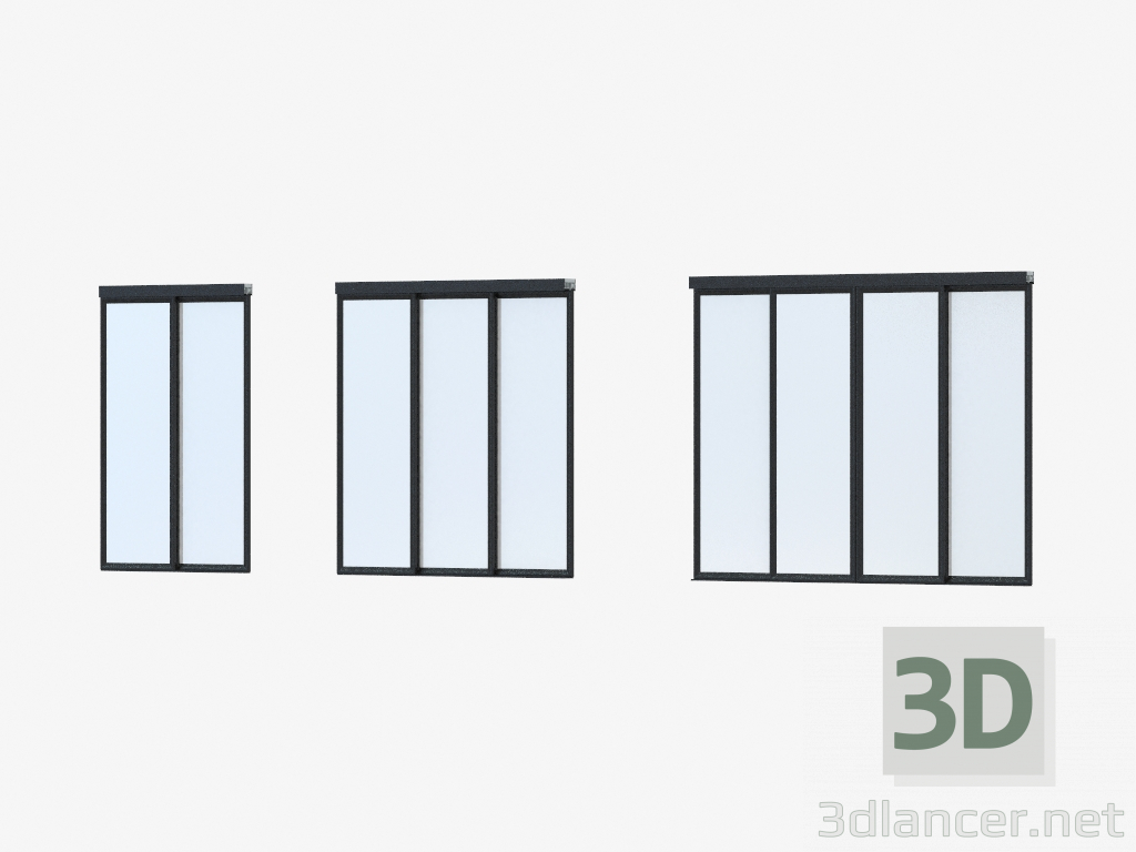 Modelo 3d Partição Interroom de A7 (vidro branco preto) - preview