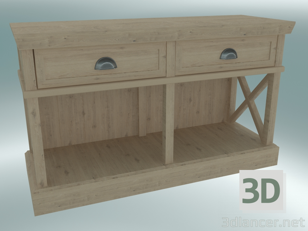 3d model Soporte de TV Cambridge con 2 cajones pequeños (roble gris) - vista previa