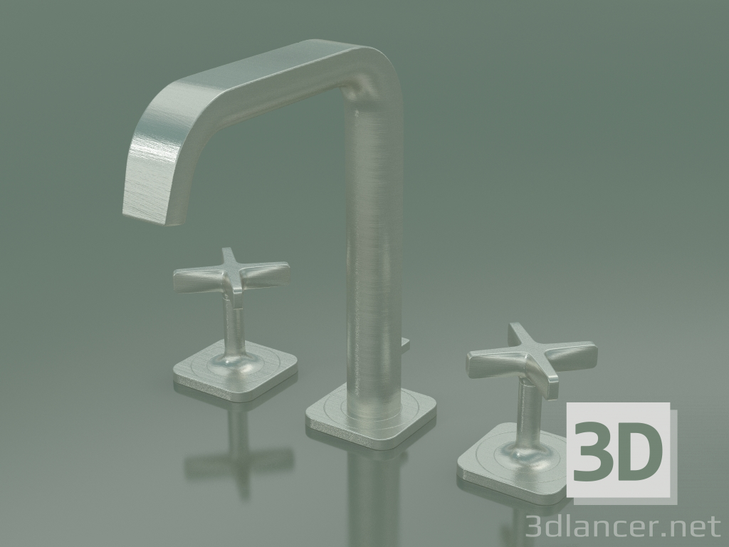 3d model Mezclador de lavabo con 3 orificios 170 (36108820, níquel cepillado) - vista previa