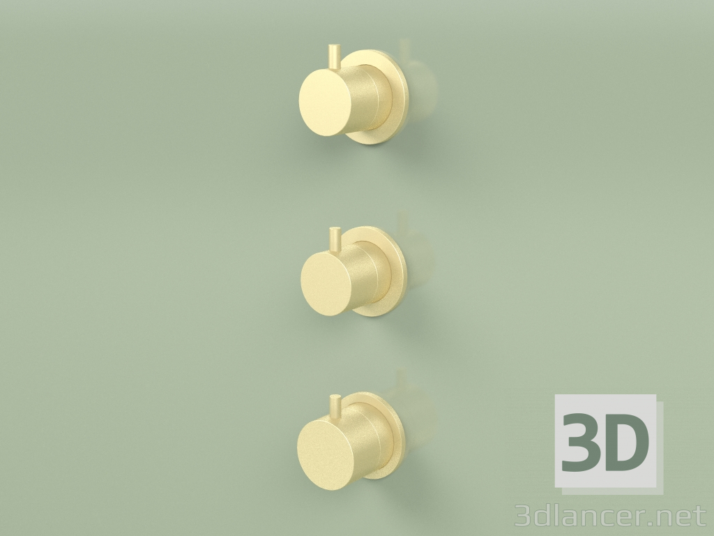 3d model Conjunto mezclador termostático con 2 llaves de paso (12 49, OC) - vista previa