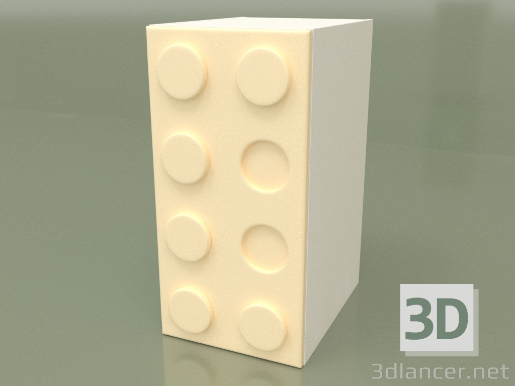 3d model Single door wardrobe (Cream) - preview