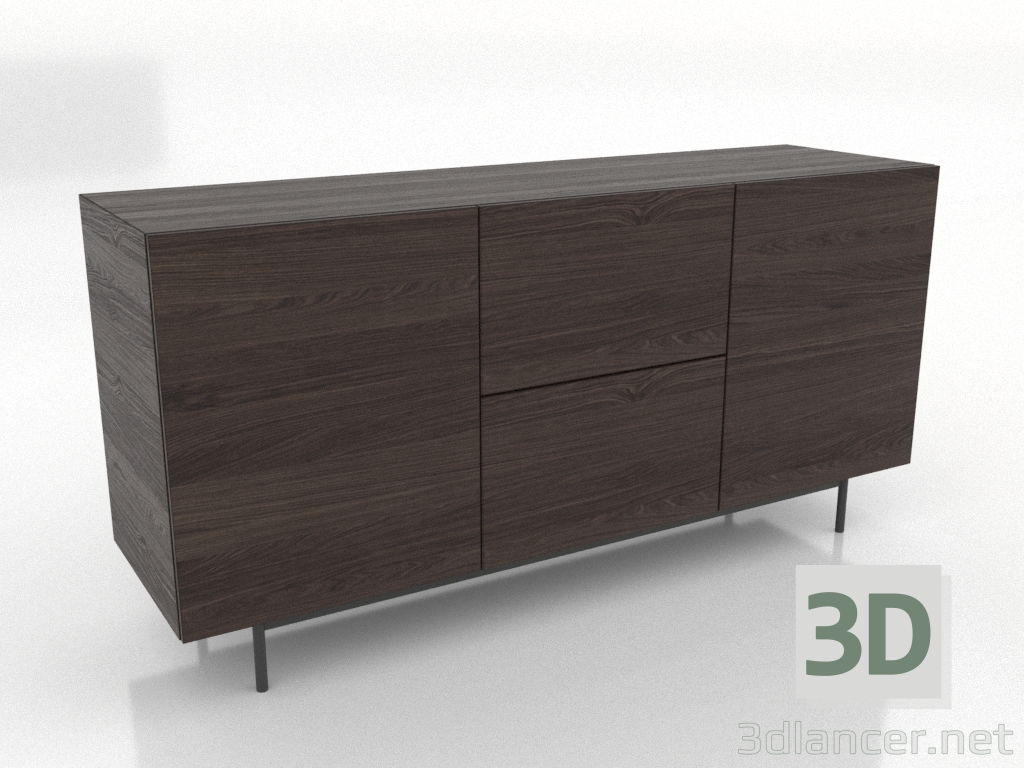 modello 3D Cassettiera 2 1600 mm (frassino noce) - anteprima modello 3D Cassettiera 2 1600 mm (frassino noce) - anteprima