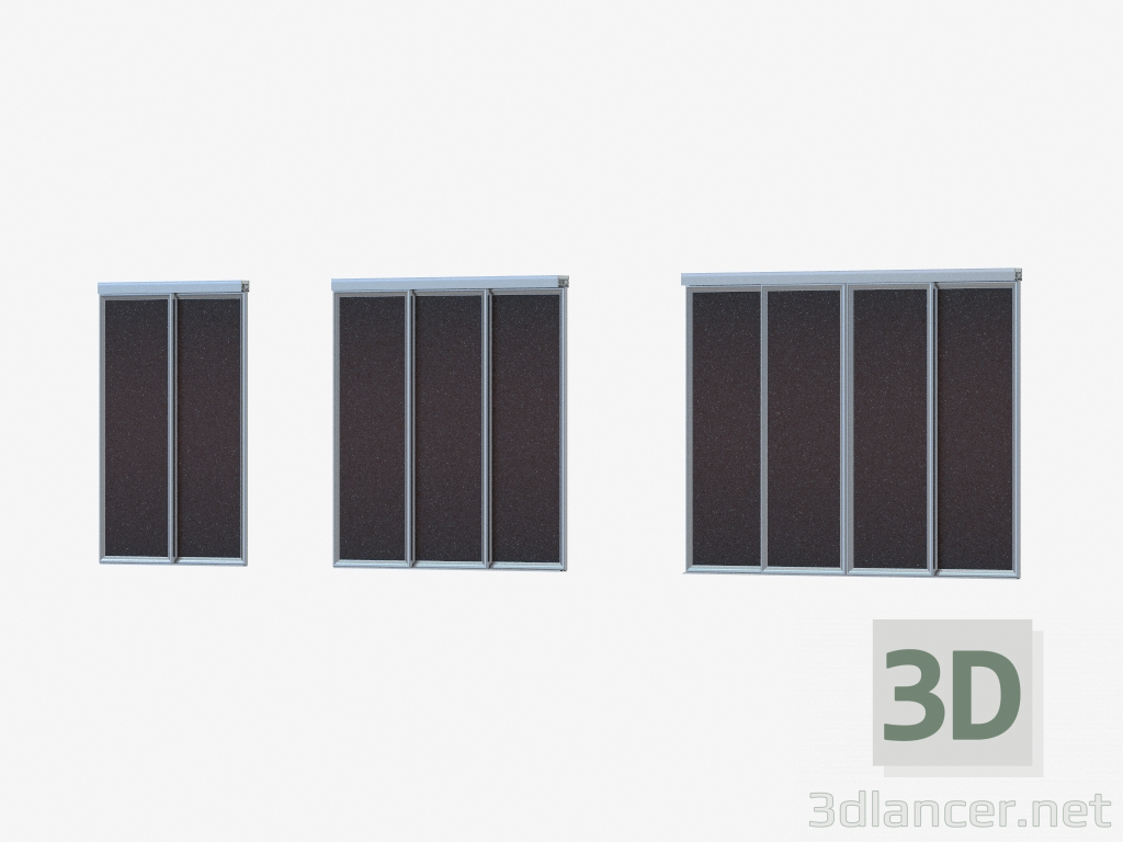 modello 3D Divisione Interroom A1 (legno wengé argento) - anteprima