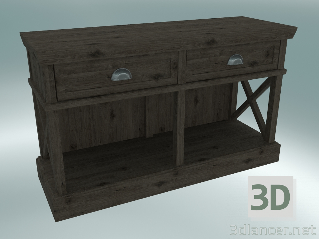 3d model Soporte de TV Cambridge con 2 cajones pequeños (roble oscuro) - vista previa