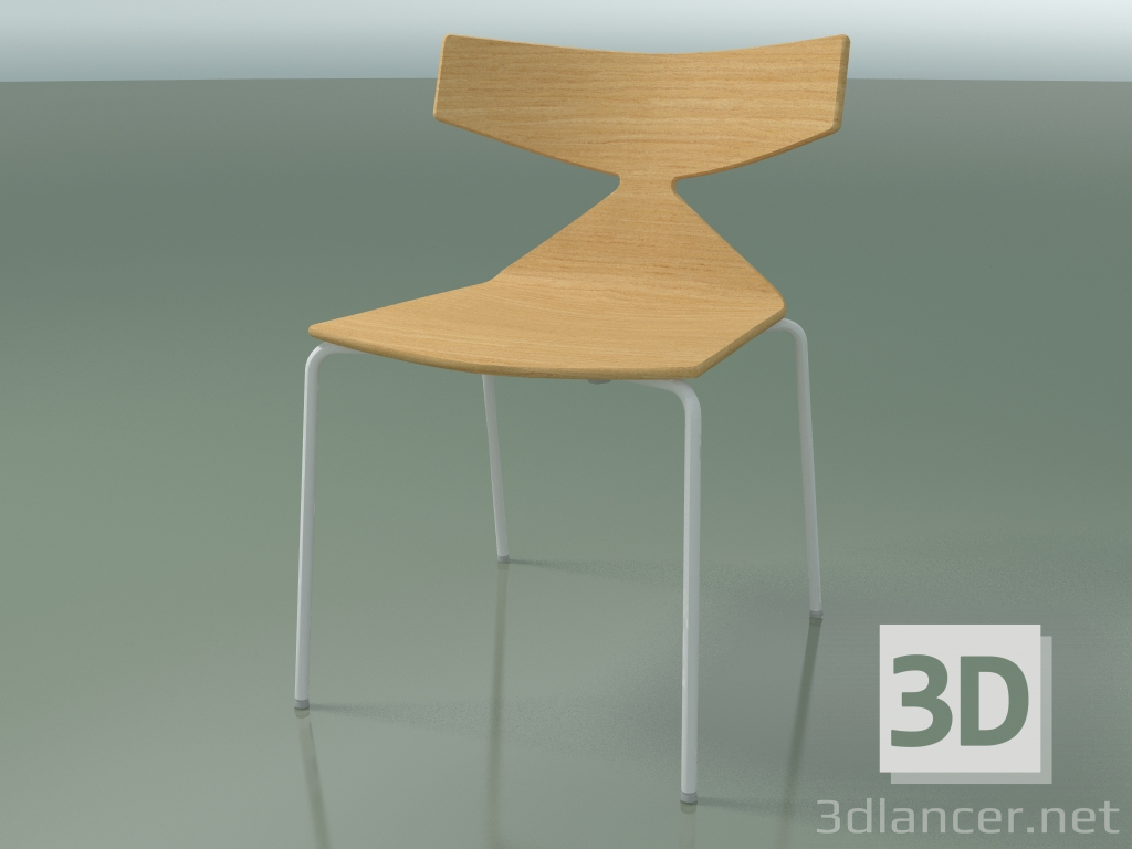 3d model Stackable chair 3701 (4 metal legs, Natural oak, V12) - preview