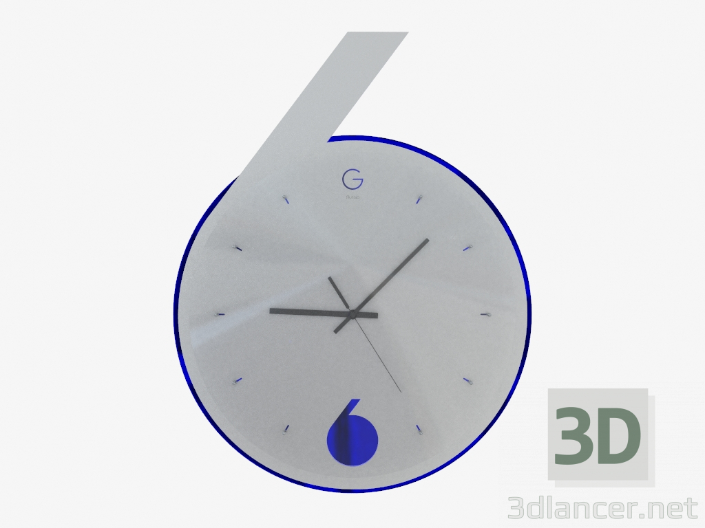 3d model Reloj de pared con luz de fondo en forma de seises - vista previa