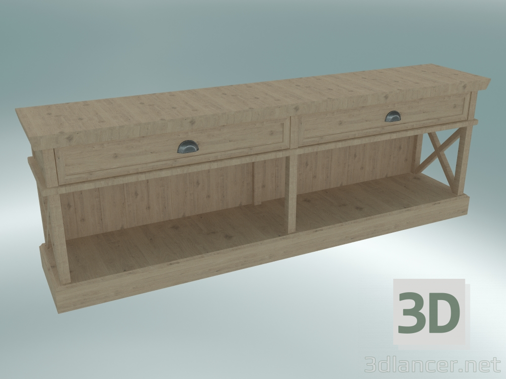 3D Modell Cambridge TV-Ständer mit 2 Schubladen groß (Grey Oak) - Vorschau