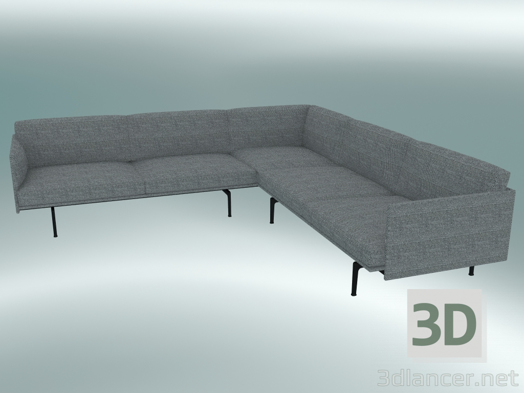 3D Modell Ecksofa Outline (Vancouver 14, Schwarz) - Vorschau