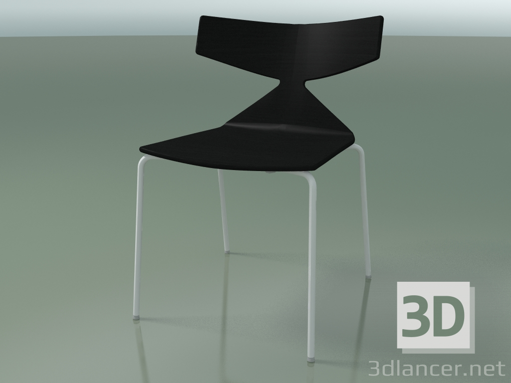 3d model Stackable chair 3701 (4 metal legs, Black, V12) - preview