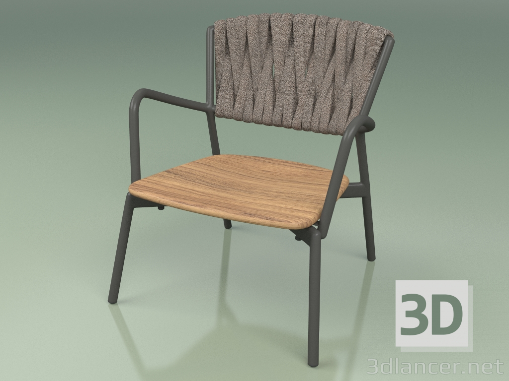 3d model Silla 227 (Ahumado metálico, cinturón acolchado gris-arena) - vista previa