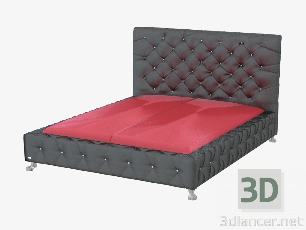 Modelo 3d Cama dupla em estofamento de couro W140160 - preview