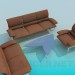 3d model A set of upholstered furniture, coffee table - preview