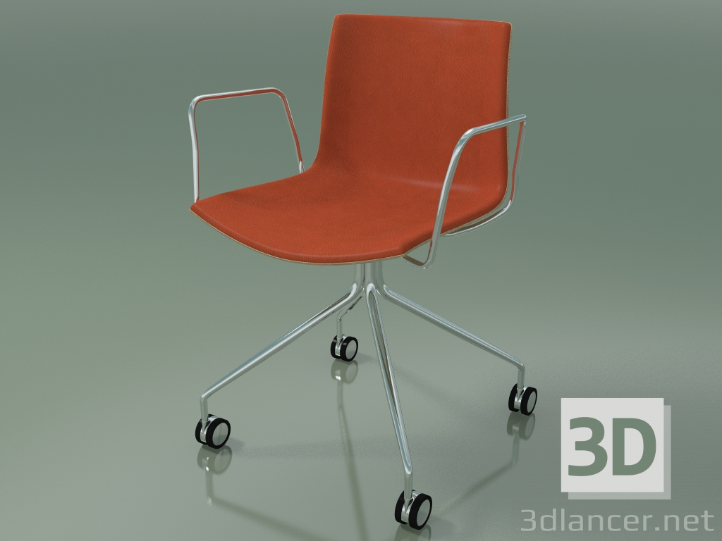 modello 3D Sedia 0330 (4 ruote, con braccioli, con rivestimento frontale, rovere sbiancato) - anteprima