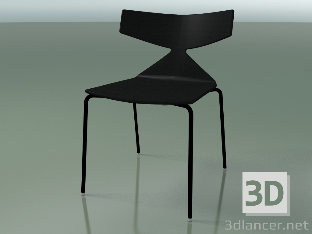 3d model Stackable chair 3701 (4 metal legs, Black, V39) - preview