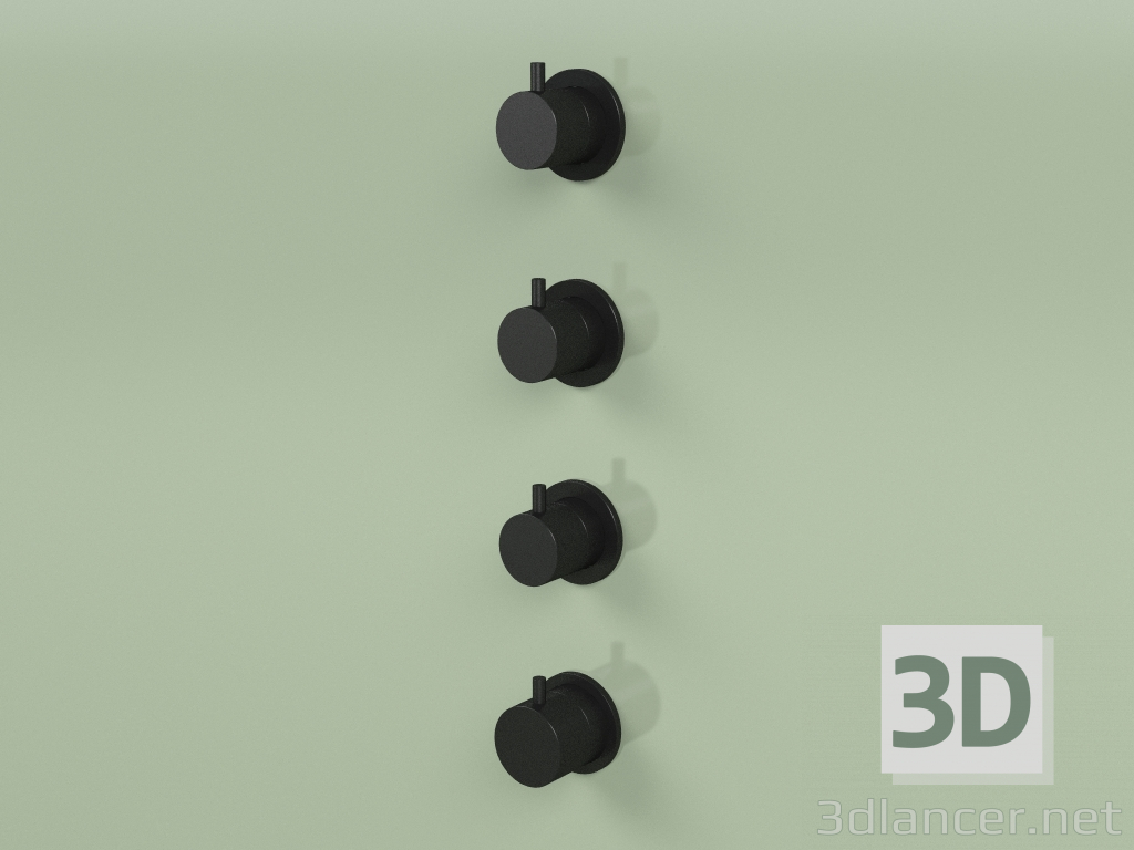 3d model Conjunto mezclador termostático con 3 llaves de paso (12 50, NO) - vista previa