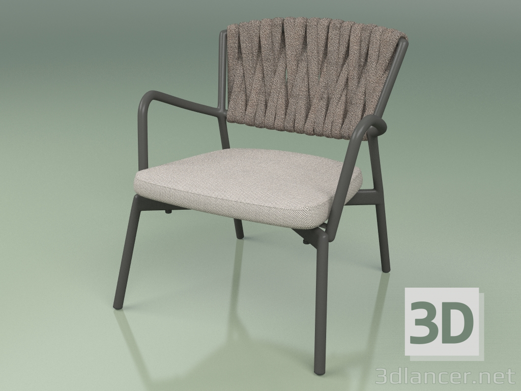 3d model Sillón con asiento blando 227 (Metal Ahumado, Cinturón acolchado Gris-Arena) - vista previa