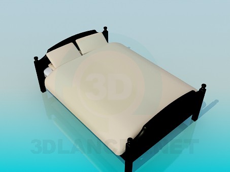 Modelo 3d Cama de madeira - preview