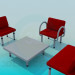 3d model Coffee table with chairs - preview