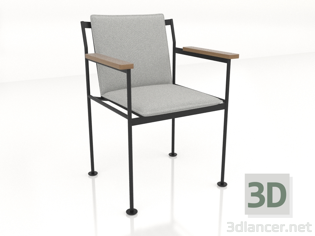 modèle 3D Une chaise avec des accoudoirs en bois - preview